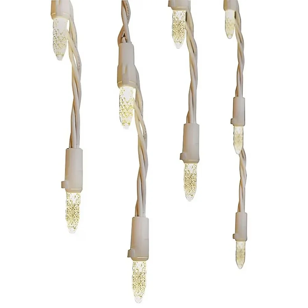 GE Warm White LED Energy Smart 150Ct Christmas Wedding Icicle Lights Faceted New